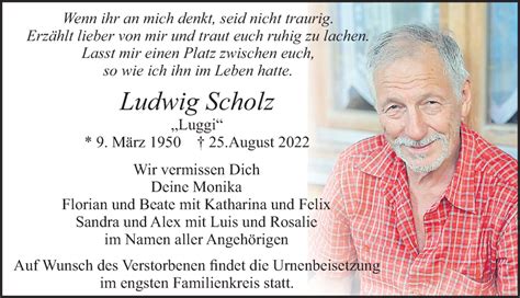 Traueranzeigen Von Ludwig Scholz Augsburger Allgemeine Zeitung