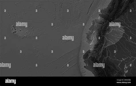 Ecuador With Galapagos Islands Highlighted On A Grayscale Elevation Map