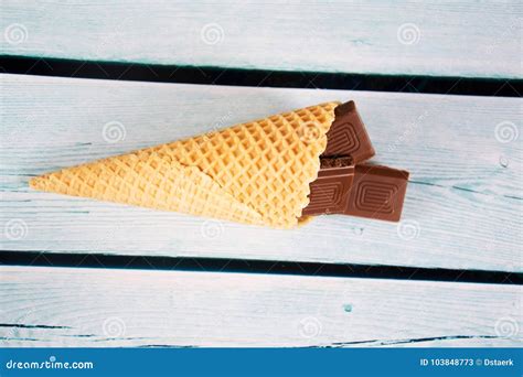 Chocolate ice cream stock image. Image of waffle, wafer - 103848773