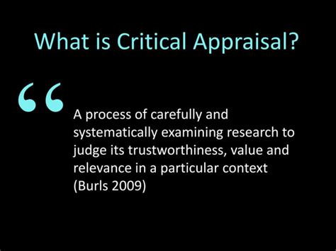 Critical Appraisal Methods Ppt Free Download