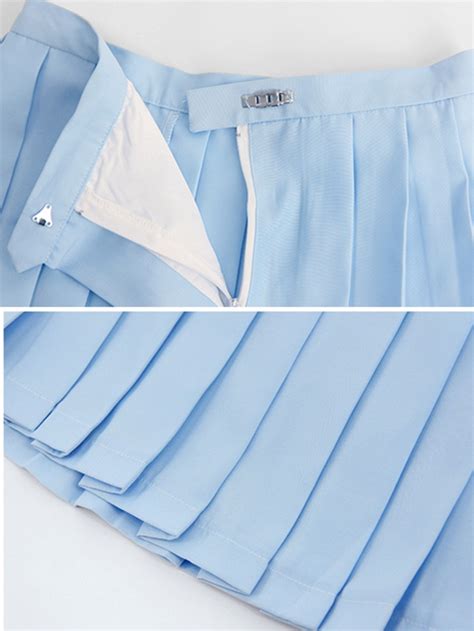 Blue Pleated Skirt