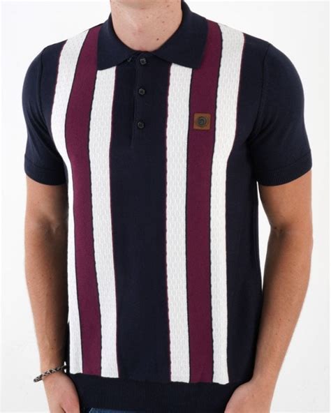 Trojan Fine Stripe Fine Gauge Polo Navy S Casual Classics