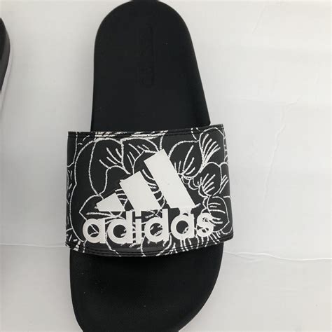 Adidas Adilette Comfort Slides Sandal Black And White Gem