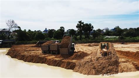 Update New Construction Big Pond Filling With Soil Twos Dozer Pushing