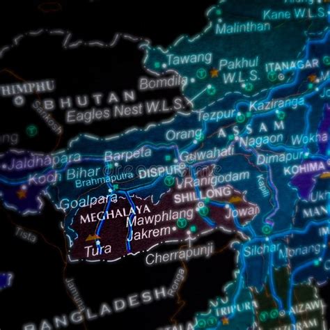 Nombre Del Estado Meghalaya De India Presentado En Mapa De Ubicación