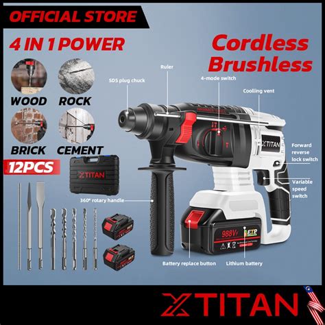 Xtitan 988vf Brushless Hammer Drill Cordless Rotary Hammer Drill Heavy