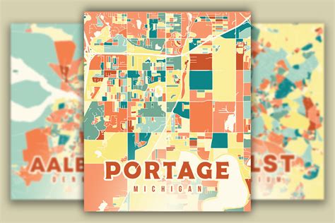 Portage Michigan Colorful Map Graphic by Poster Boutique · Creative Fabrica