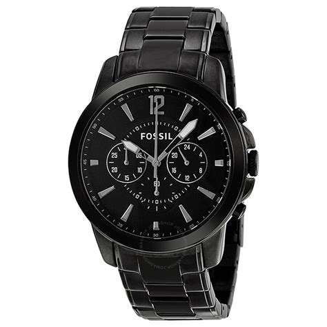 Fossil Grant Chronograph Black Dial Black IP Stainless Steel Men S