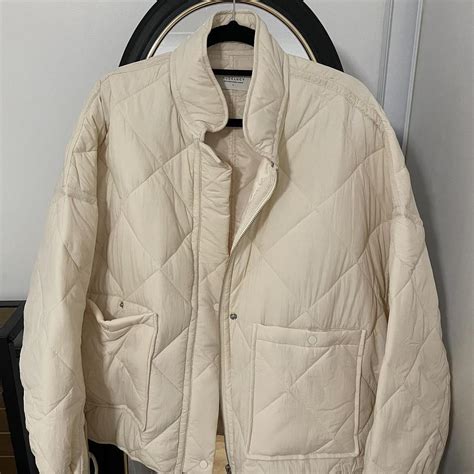 Nude Lucy Cream Puffer Jacket Ties On Side Help Depop