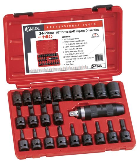 Piece Dr Sae Impact Driver Set Cr Mo Genius