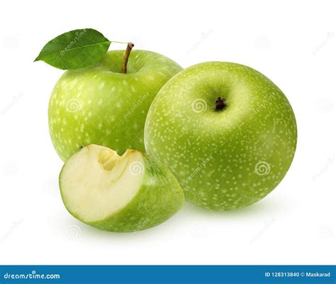 Green Apple With Leaf Isolated On White Stock Photo Image Of Apple