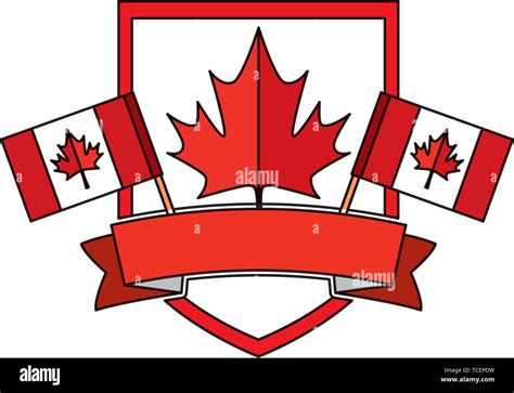 Shield With Canadian Flags Frame Stock Vector Image And Art Alamy