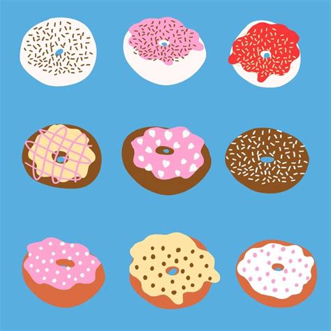 Premium Vector Donuts Vector Set In Cartoon Flat Style