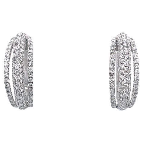 Cartier Trinity De Cartier Three Row Diamond Gold Hoop Earrings At