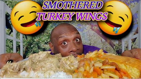 Smothered Turkey Wings Soulfood Mukbang Eating Show