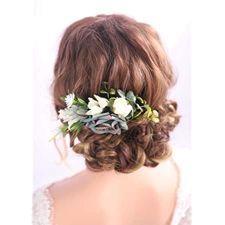 Amazon Kercisbeauty Floral Bridal Boho White Hair Comb Photo