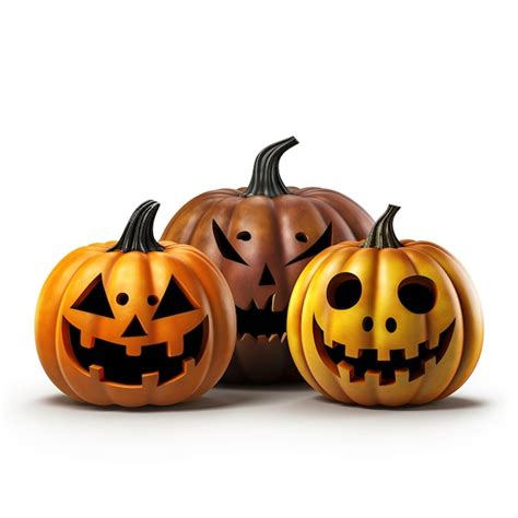 Premium Ai Image Halloween Pumpkins On White Background