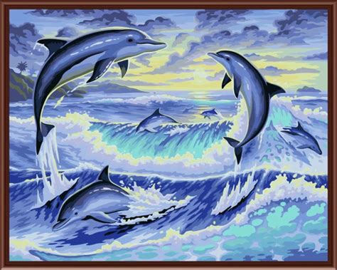 Abstract Dolphin Frameless Picture Painting By Numbers Wall Art DIY ...