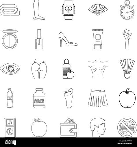 Beautiful Body Icons Set Outline Style Stock Vector Image And Art Alamy