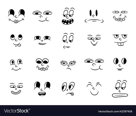 Collection Of Old Retro Traditional Cartoon Vector Image