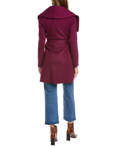 Fleurette Medium Wool Wrap Coat In Purple Modesens