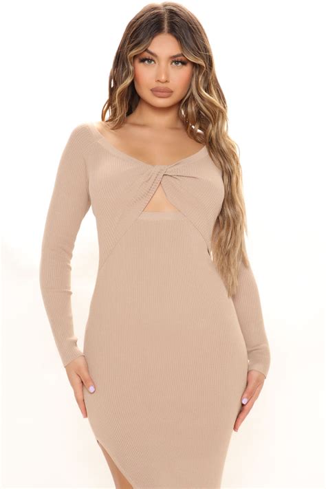 Tati Sweater Maxi Dress Taupe Fashion Nova Dresses Fashion Nova