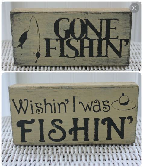 Reversible Sign Gone Fishinwishin I Was Fishin Wooden Crafts