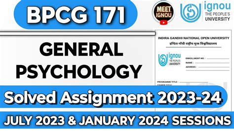 Bpcg Solved Assignment General Psychology Bpcg