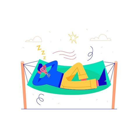 Premium Vector Man Taking A Nap On A Hammock Hand Drawn Flat Vector