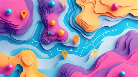 Colorful Travel Map Featuring Bright Pins and Modern Digital Aesthetics ...