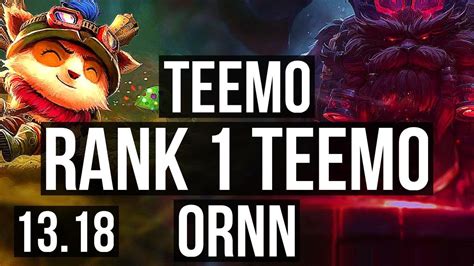 Teemo Vs Ornn Top Rank 1 Teemo 10 0 3 2 9m Mastery 1500 Games