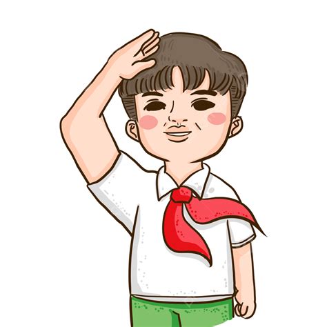 Draw A Lovely Saluting Student By Hand Hand Draw Cute Salute Png