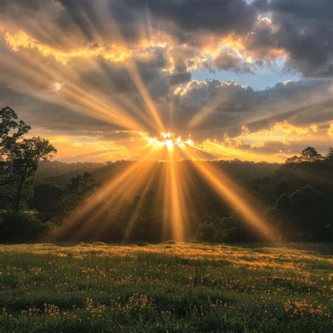 Premium Photo Sunbeams Breaking Through Dark Clouds After A Storm