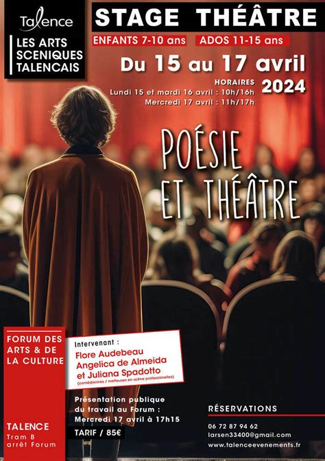 Stage de théâtre Poésie et théâtre Ville de Talence