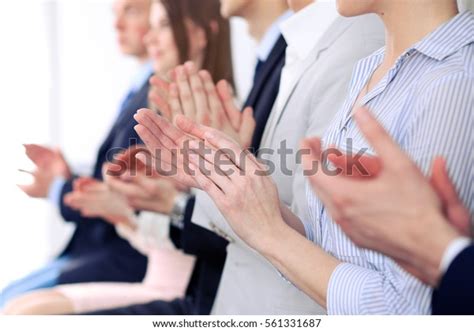 Close Business People Hands Clapping Conference Stock Photo 561331687