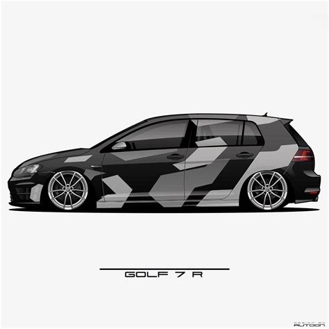 Vw Golf 7 R Car Cartoon Vw Art Car Drawings