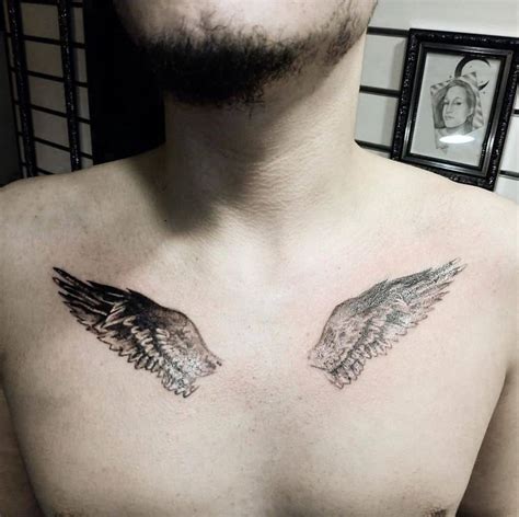 Chest Angel Wings Tattoo