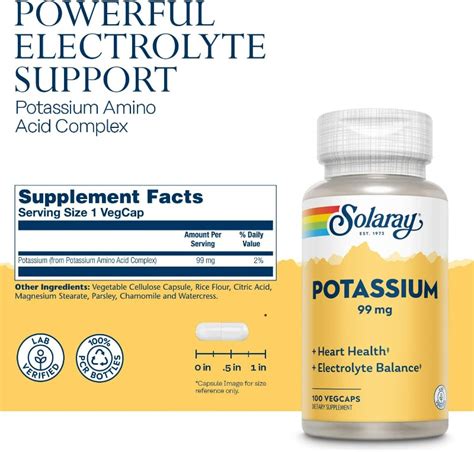 Nature S Discount Solaray Potassium 99mg 100 Veg Caps 076280046700