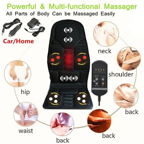 8 Mode 3 Intensity Heated Electric Car Back Neck Lumbar Full Body Massage Massager Seat Cushion