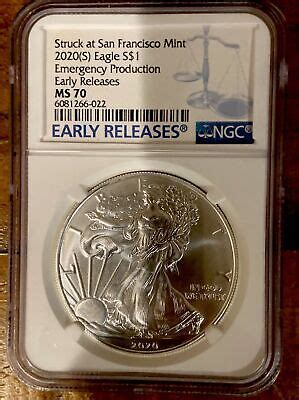 Ms S American Silver Eagle Er Struck At Sf Mint Ngc Blue Label