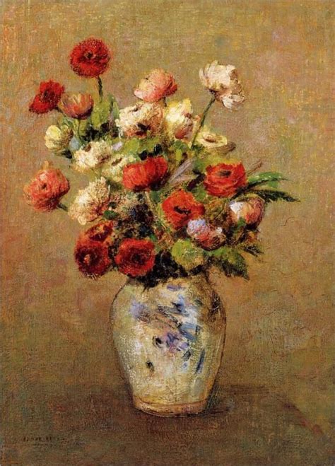 Flowers In Green Vase With Handles Odilon Redon Wikipaintings Org