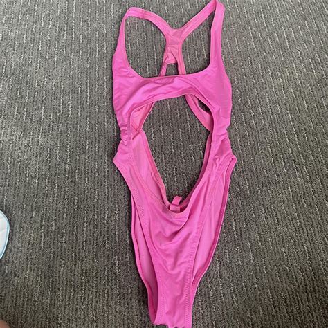 Skims Womens Pink Swimsuit One Piece Depop