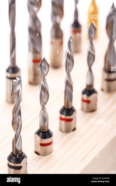 set of different drill bits for wood Stock Photo - Alamy