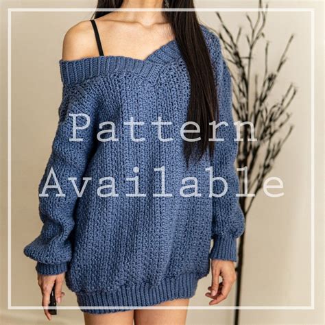 Crochet Oversized Off The Shoulder Sweater Pdf Pattern Etsy In 2021 Sweater Pattern