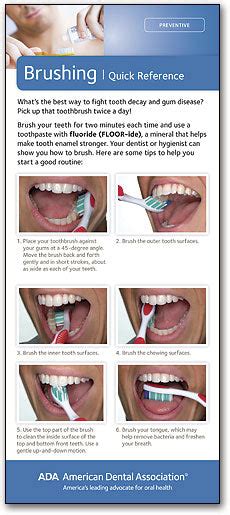 Ada Brochure Brushing Quick Reference Card Smart Practice Australia