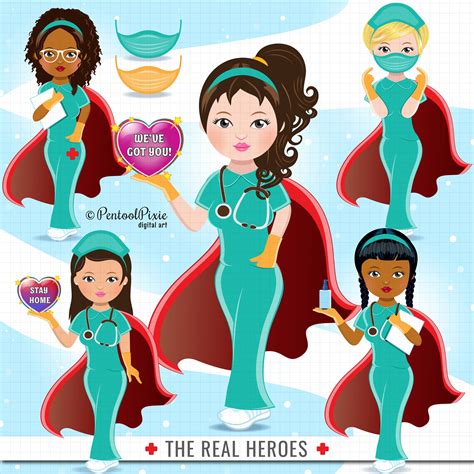 Nurse Clipart Nurse Superhero Clipart Medical Superhero Etsy India