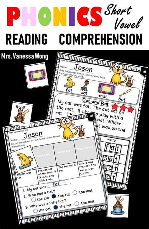 Phonics Reading Comprehension Passages And Activities Short Vowel Mrs Vanessa Wong