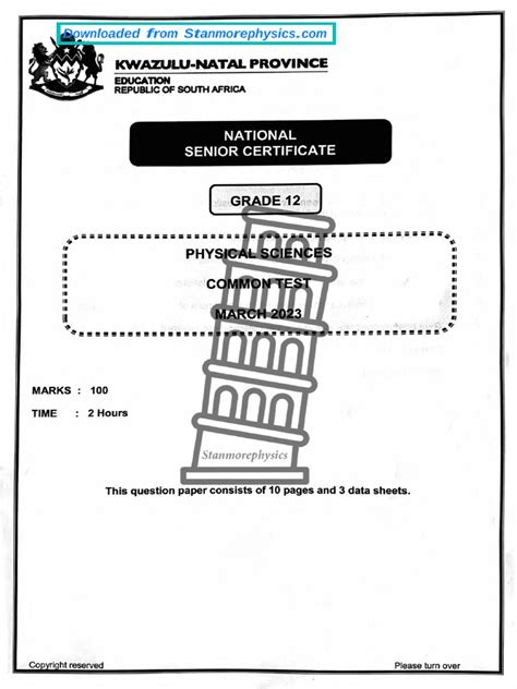 Physical Sciences Grade 12 March 2023 Qp And Memo Pdf