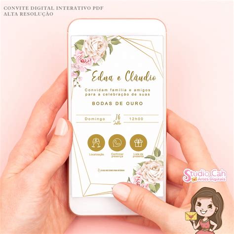 Convite Bodas De Ouro Interativo Link Elo