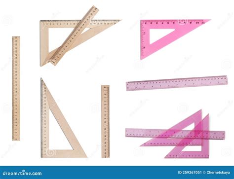 Set With Different Rulers With Measuring Length Markings In Centimeters